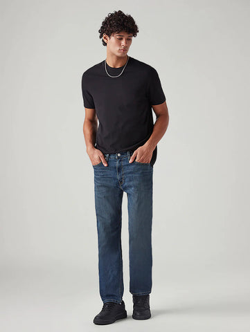 Men's 505 Blue Straight Fit Mid Rise Jeans