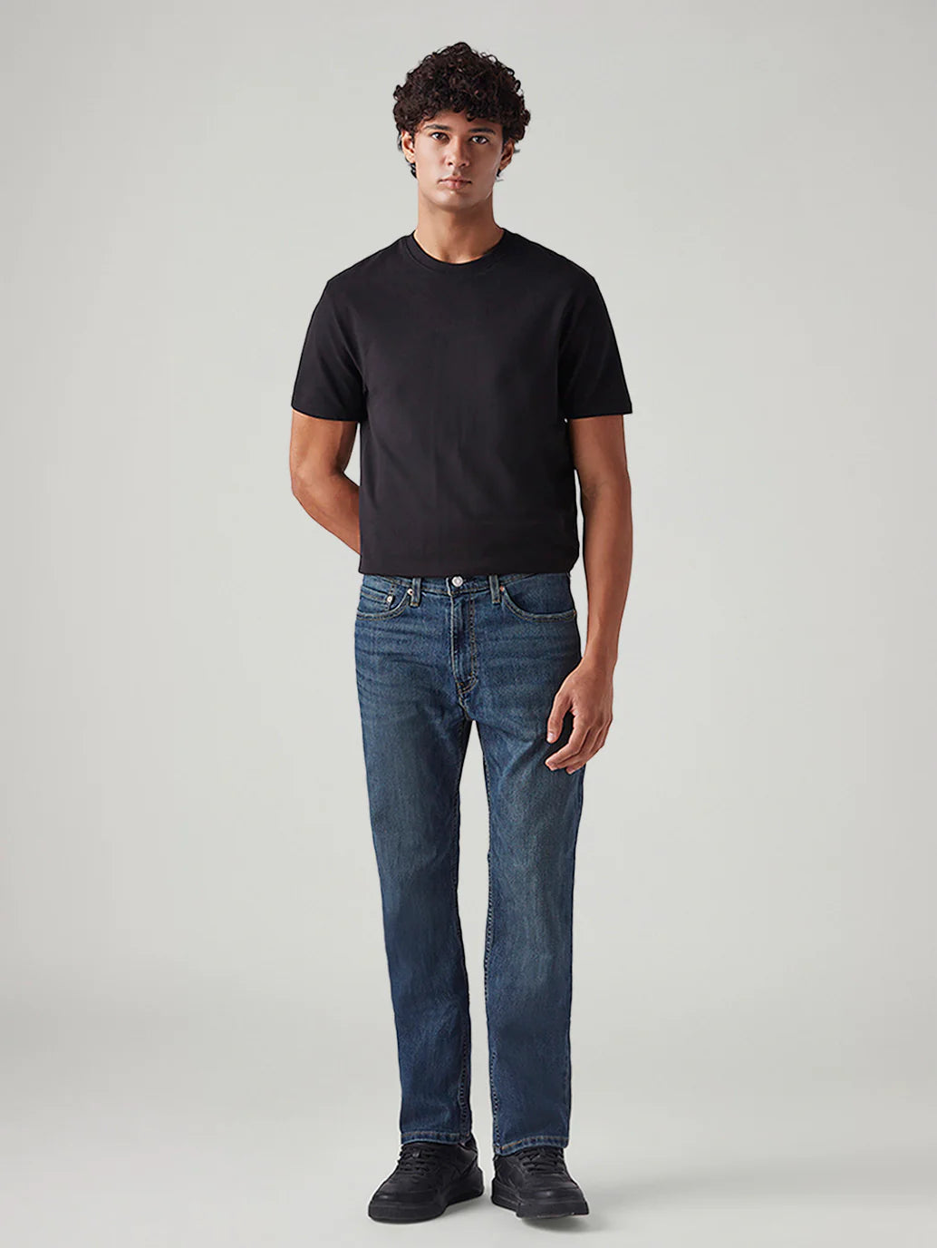 Men's 505 Blue Straight Fit Mid Rise Jeans