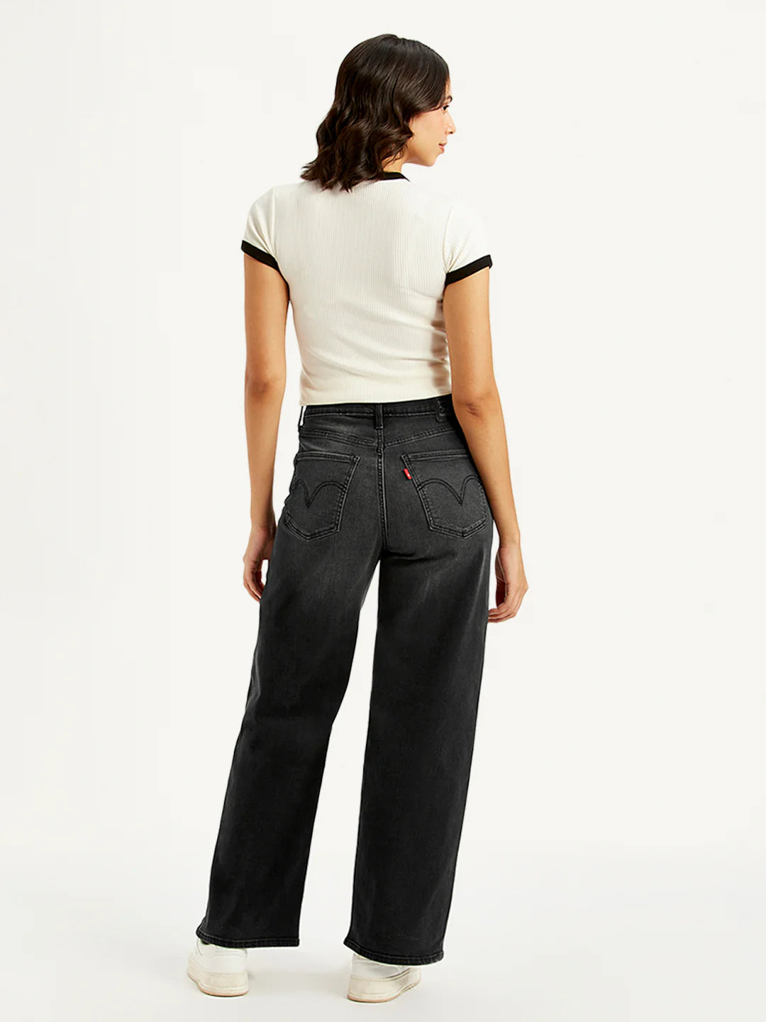 Women's Charcoal Grey Mile High Wide Leg Fit High Rise Jeans