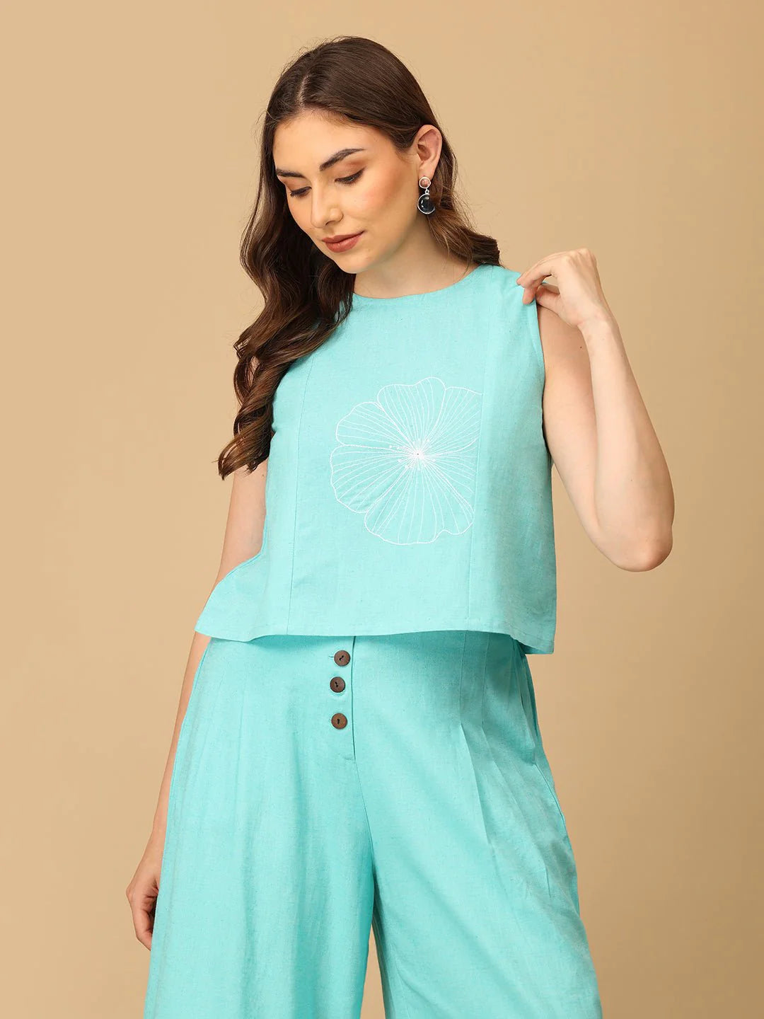 Aqua About It Embroidered Women's Co ord Set